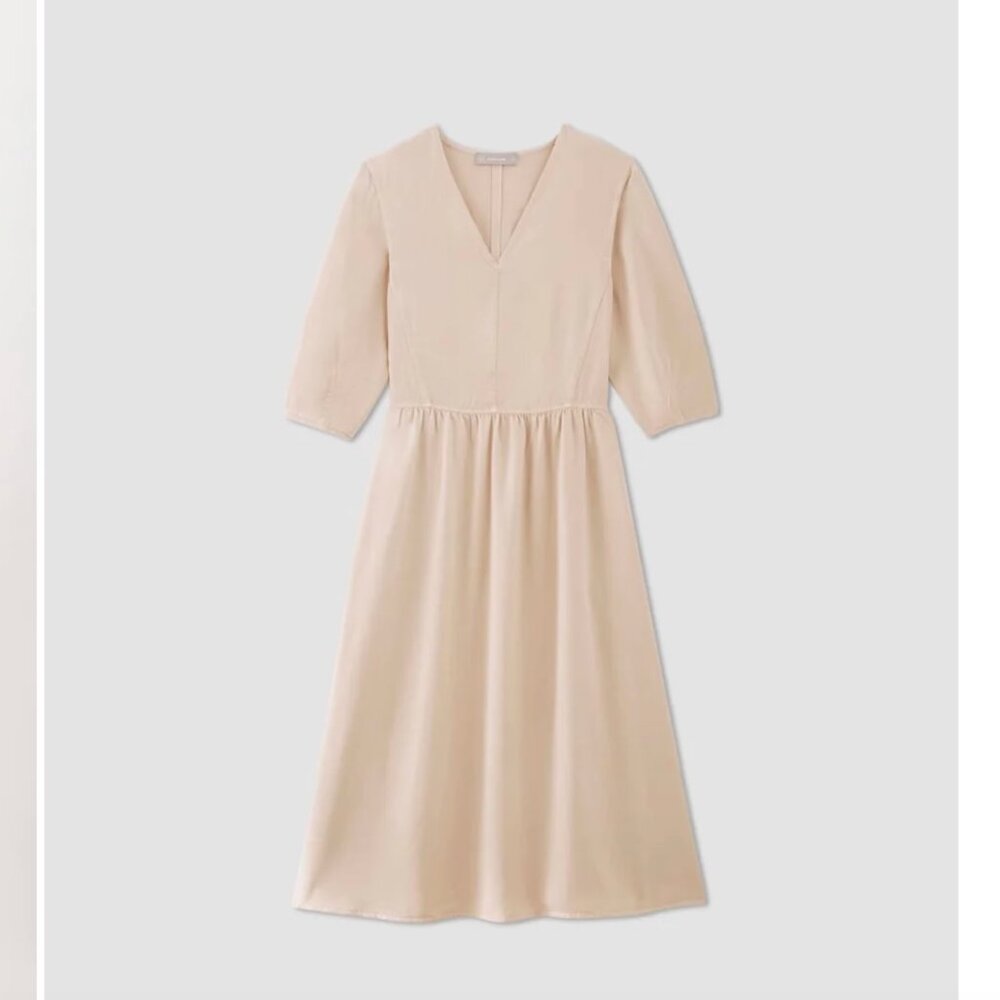 Everlane Puff Sleeve Midi Dress PINK Medium